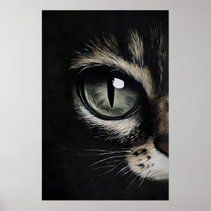 Kattöga mörkt tryck, öga svart katt gotisk poster