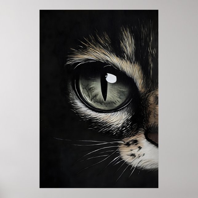Kattöga mörkt tryck, öga svart katt gotisk poster (Framsidan)