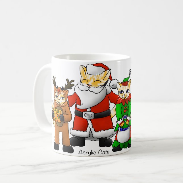 Kattor i julkostumsbutiken kaffemugg (Framsida vänster)