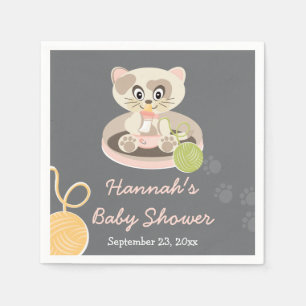 Kattor i Rosa Diaper Baby Shower Pappersservett