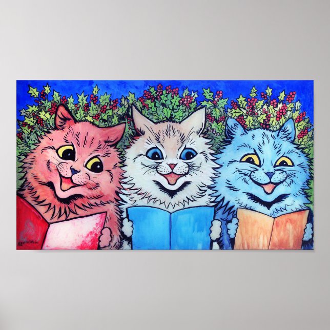 Kattor som sjunger julsånger, Louis Wain Poster (Framsidan)