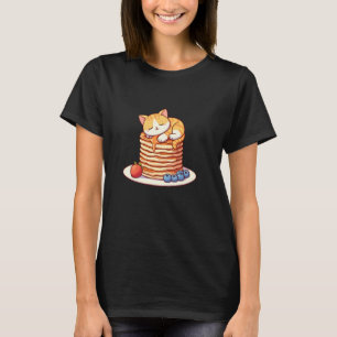 Kattpannkaksstack Kattälskare presenter Söt Pannka T Shirt