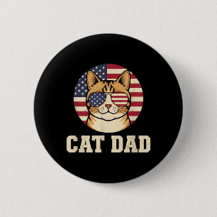 Kattpappa Amerikansk Flagga Patriotisk Kattägare Knapp