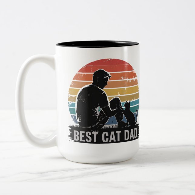 Kattpappa Bästa Kattpappa Två-Tonad Mugg (Vänster)