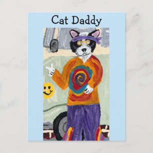 Kattpappa Hippie Smoking Cat Inbjudan Vykort