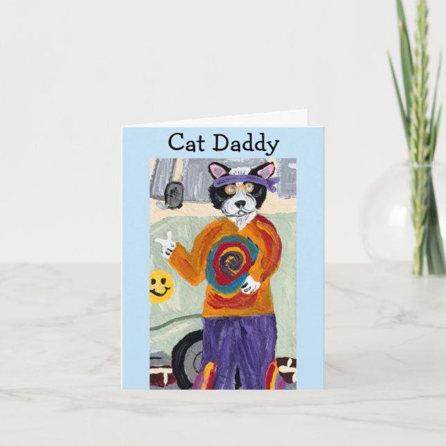 Kattpappa Hippie Smokingkatt Inbjudan (Framsida)