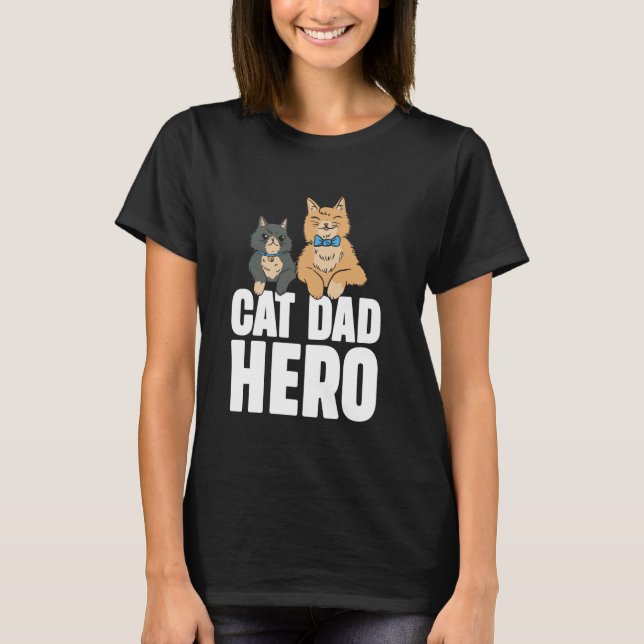 Kattpappa Hjälte Kattpappa T Shirt (Framsida)