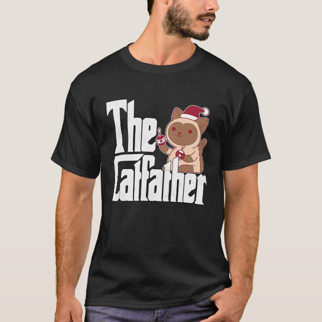 Kattpappa Kattfadern Jul Katt Far Kitty D T Shirt (Framsida)