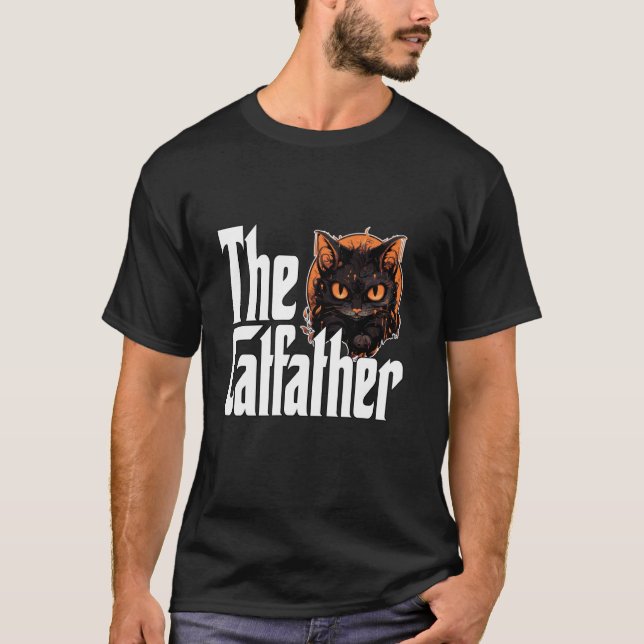 Kattpappa Kattfadern Ond Svart Katt Pappa Kitty  T Shirt (Framsida)
