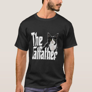 Kattpappa Kattfadern Söt Svart och Vit Katt Tjock T Shirt