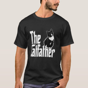 Kattpappa Kattfadern Söt Svart och Vit Katt Tjock T Shirt