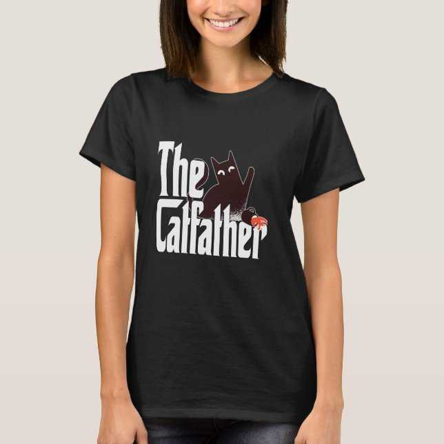 Kattpappa Kattfadern Svart Kaffe Kattfar Kitt T Shirt (Framsida)