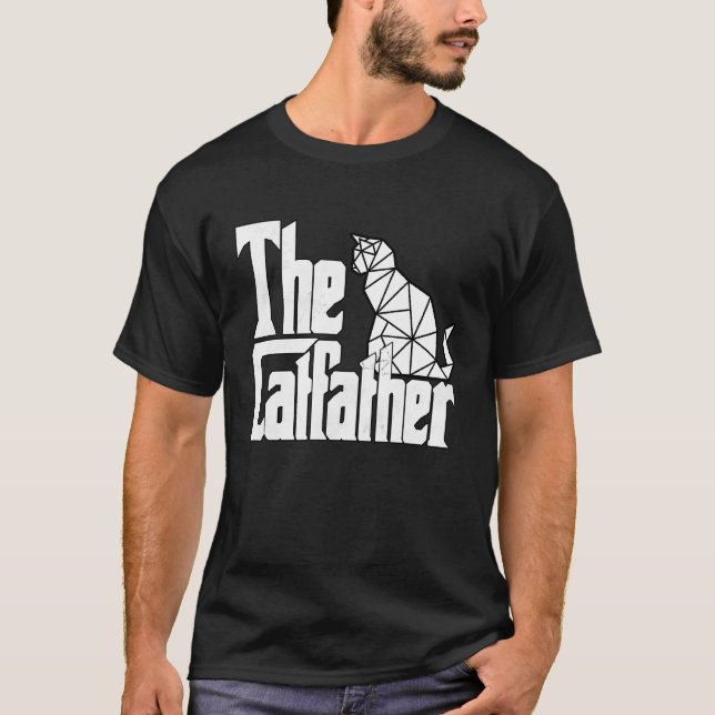 Kattpappa Kattfadern Vit Polygon Kattfar Kit T Shirt (Framsida)