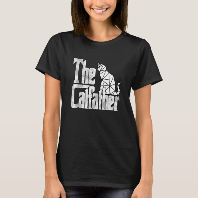 Kattpappa Kattfadern Vit Polygon Kattfar Kit T Shirt (Framsida)
