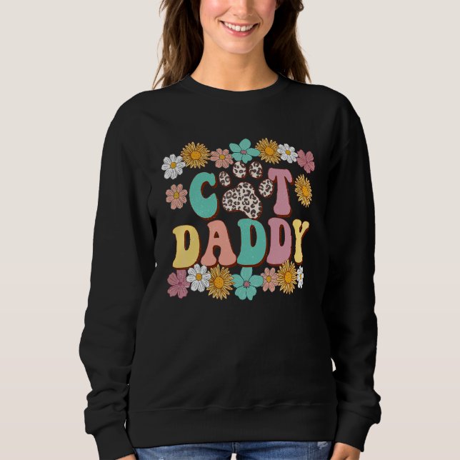 Kattpappa Leopard Ungkatt Tass Retro Solros Groo T Shirt (Framsida)
