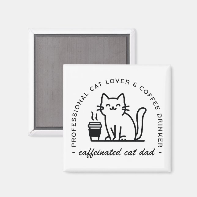 Kattpappa och kaffefanatiker hipster magnet (Front/Back)