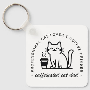 Kattpappa och kaffefanatiker hipster nyckelring