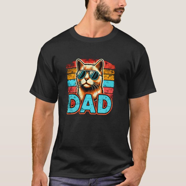 Kattpappa, pappa älskar katter t shirt (Framsida)