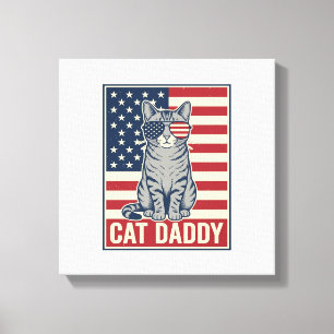 Kattpappa Patriotisk Katt Vektor Design_1 Canvastryck