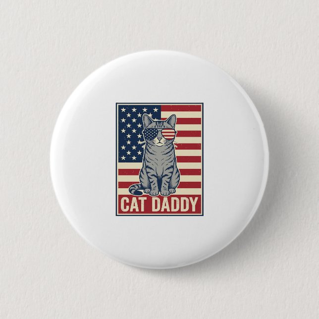 Kattpappa Patriotisk Katt Vektor Design_1 Knapp (Framsida)
