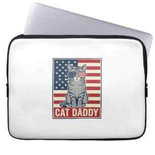 Kattpappa Patriotisk Katt Vektor Design_1 Laptop Fodral