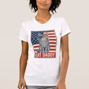 Kattpappa Patriotisk Katt Vektor Design_1 T Shirt