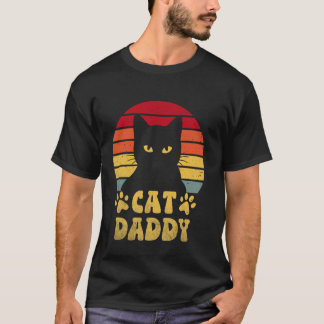 Kattpappa Retro 70-tal 80-tal Svart Katt Män Rolig T Shirt