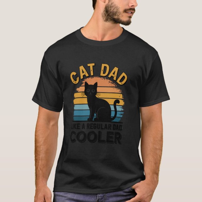 Kattpappa Vanlig Men Coolare Retro Fars Dag Pappa T Shirt (Framsida)