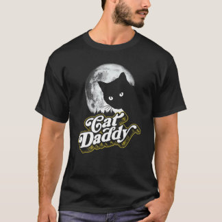 Kattpappa Vintage Åttiotal Stil Katt Retro Fullmån T Shirt