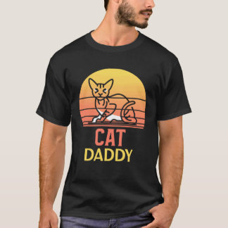 Kattpappa Vintage Åttiotal Stil Retro Distressed T Shirt