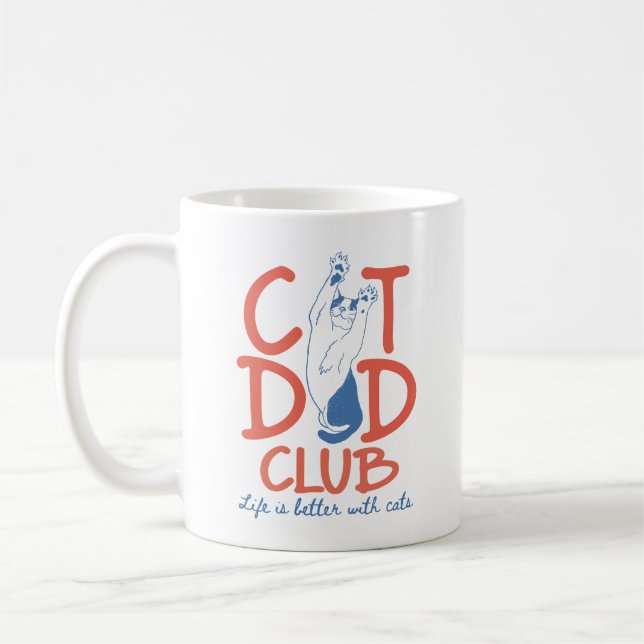 Kattpappaklubb-mugg, rolig kattpappagåva kaffemugg (Vänster)