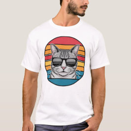 Kattpappas solglasögon Solnedgång Retro Päls Pappa T Shirt