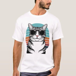 Kattpappas solglasögon Solnedgång Retro Päls Pappa T Shirt