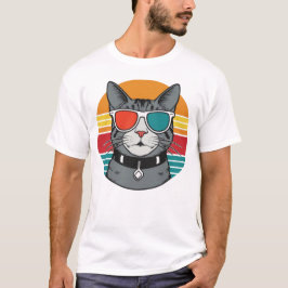 Kattpappas solglasögon Solnedgång Retro Pappa Papp T Shirt