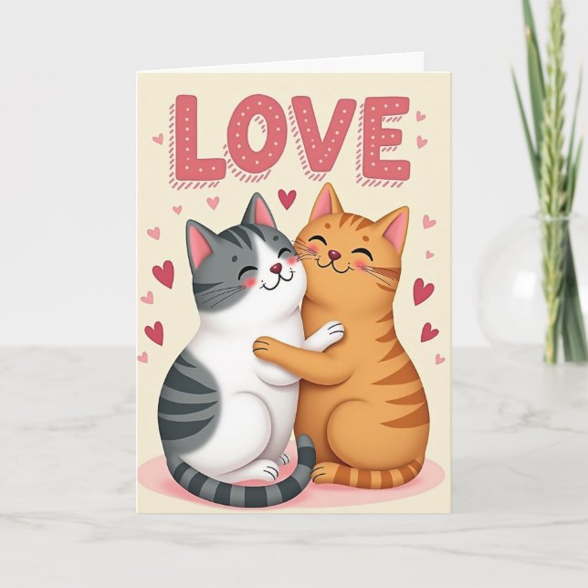 Kattpar som kramas Kärlekskort Kort (Framsida)
