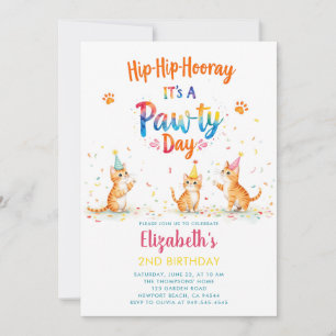 Kattparty Leka Katter Barn Söt Födelsedag Inbjudningar
