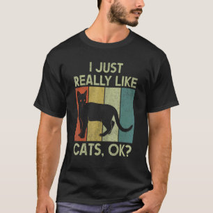 Kattperson Retro jag gillar verkligen katter T Shirt