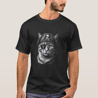 Kattpirat Halloween ögonfläck, kattunge trendig hö T Shirt