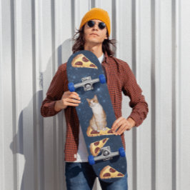 KATTPIZA I SKATEBOARKSKATEKORT I RYMDEN MINI SKATEBOARD BRÄDA 18,5 CM