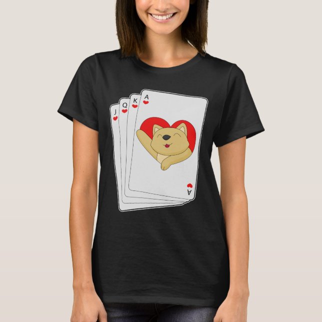 Kattpoker pokerkort t shirt (Framsida)