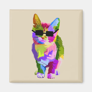 Kattpopkonst av coola med solglasögon magnet