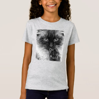 Kattporträtt Blyertsteckning Ungdom Fin Jersey T Shirt