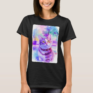 Kattporträtt Djur Vacker Kattunge Illustration T Shirt