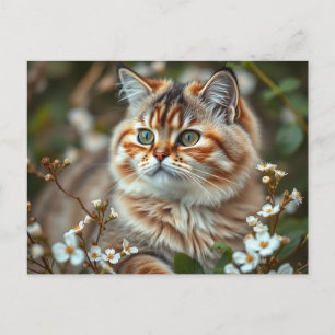 Kattporträtt med botaniska detaljer och ömtåliga b vykort