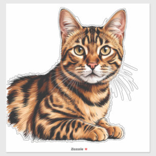 Kattporträtt: Randig tabby med gyllene ögon Klistermärken