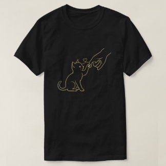 Kattpote Hög Fem Linje Konst Svart-Husdjur Älskare T Shirt