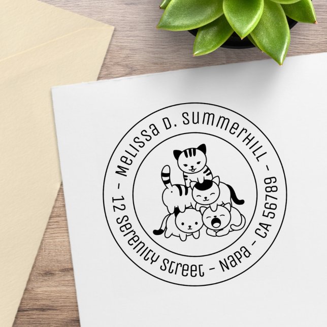 Kattpyramid Rund Adress Stämpel (Skapare uppladdad)