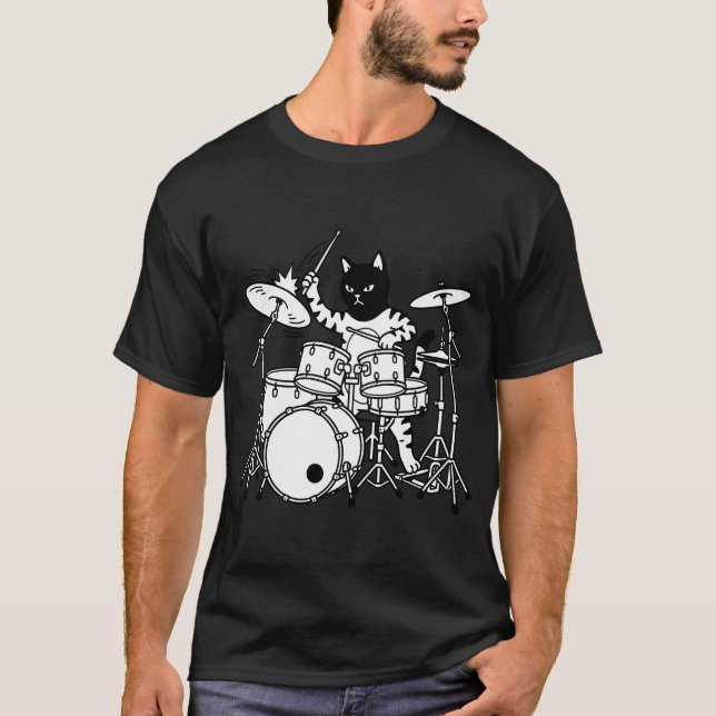 Katträdis som spelar trummor t shirt (Framsida)
