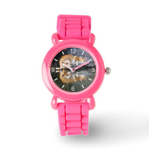 Kattreflektion i Pond Vatten, fotopapperplatta Armbandsur