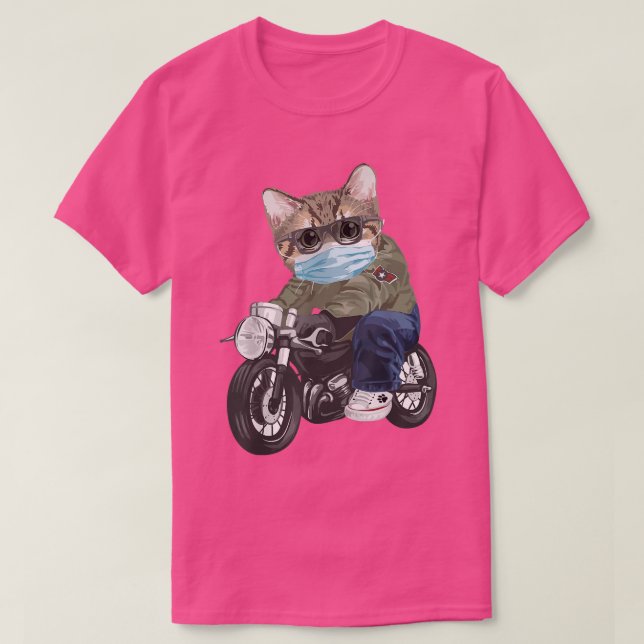 Kattridande motorcykel med mask t shirt (Design framsida)